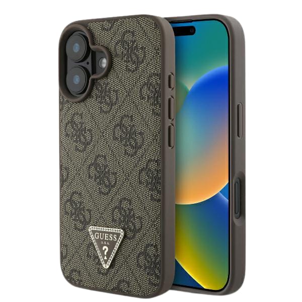 Guess GUHCP16MP4TDPW iPhone 16 Plus 6.7" brązowy/brown hardcase Leather 4G Triangle Strass MagSafe