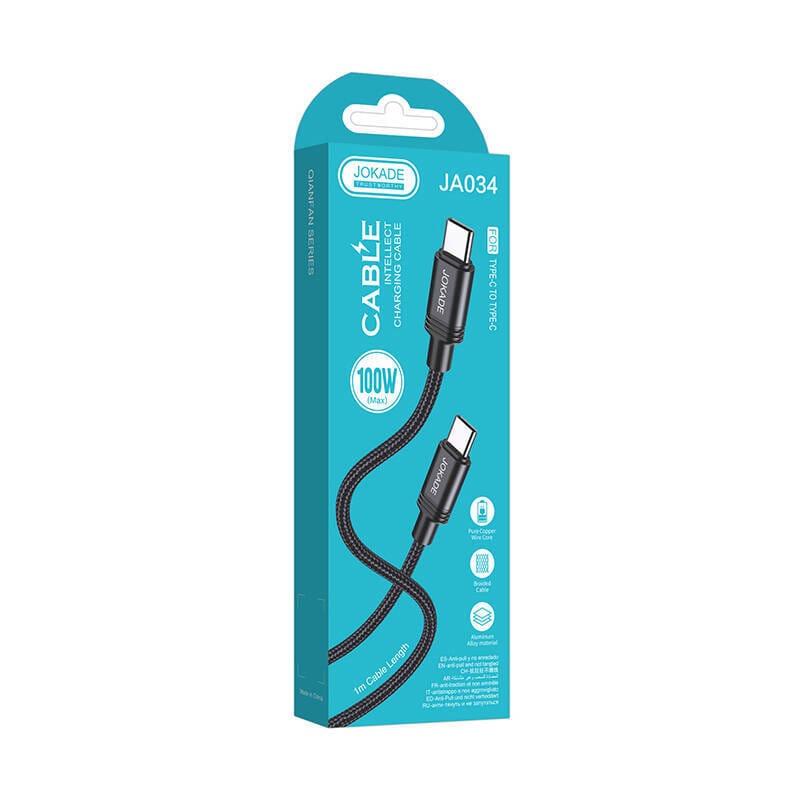 Kabel 1m PD100W (USB-C - USB-C) Smart Ładowanie i Transfer Danych Jokade Qianfan (JA034) czarny