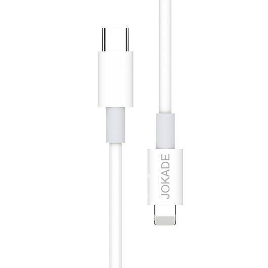 Kabel 1m PD20W (USB-C - iPhone Lightning) Ładowanie i Transfer Danych Jokade Qingya (JA016) biały