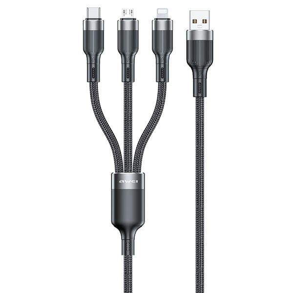 AWEI kabel CL-975 usb-c/lightning/micro  3w1 czarny/black