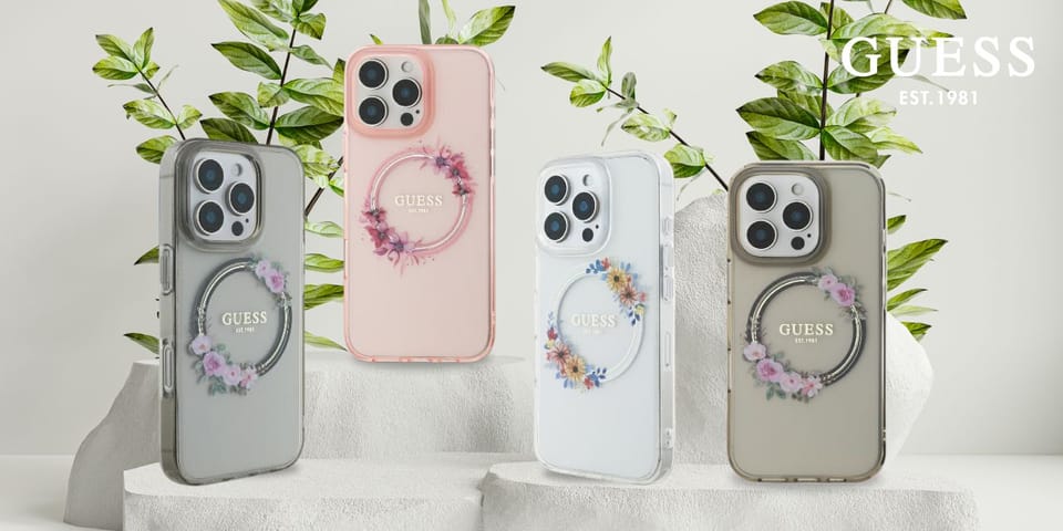 Guess GUHMP16XHFWFCT iPhone 16 Pro Max 6.9" przeźroczysty/transprent hardcase IML Flowers Wreath MagSafe