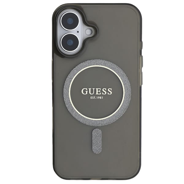 Guess GUHMP16SHFGEREK iPhone 16 6.1" czarny/black hardcase IML Glitter Circle MagSafe