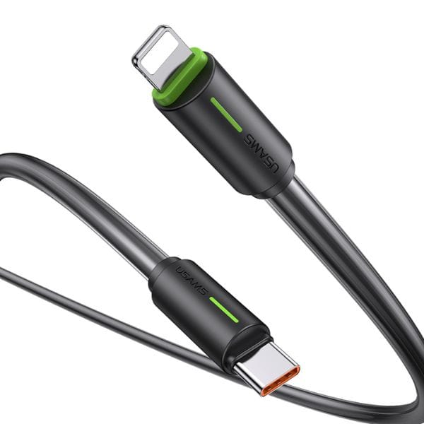 USAMS Kabel USB-C/Lightning 1m SJ73530W czarny/black YU Series SJ735USB01 (US-SJ735)
