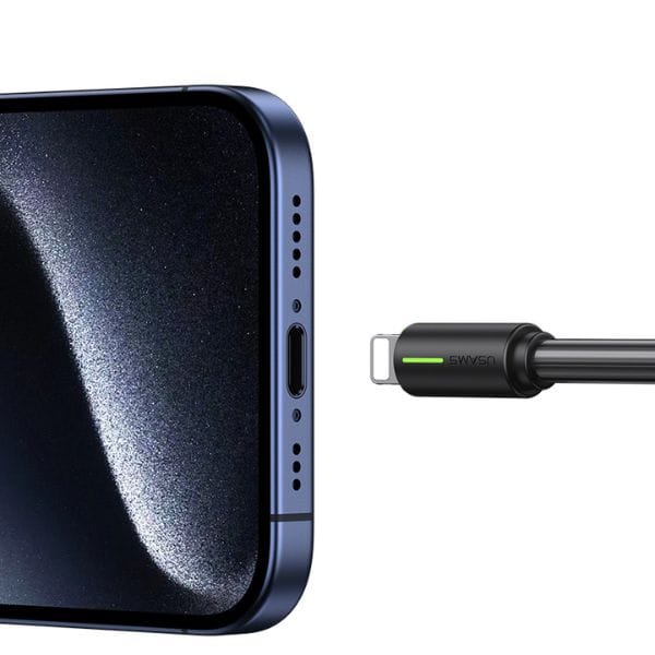 USAMS Kabel USB-C/Lightning 1m SJ73530W czarny/black YU Series SJ735USB01 (US-SJ735)