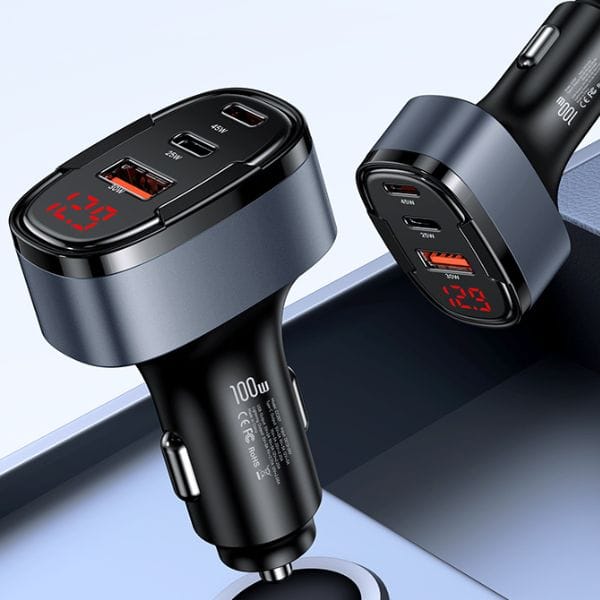 USAMS Ład. sam. 1xUSB+2xUSB-C C42 100W Fast Charge czarny/black (CC257)