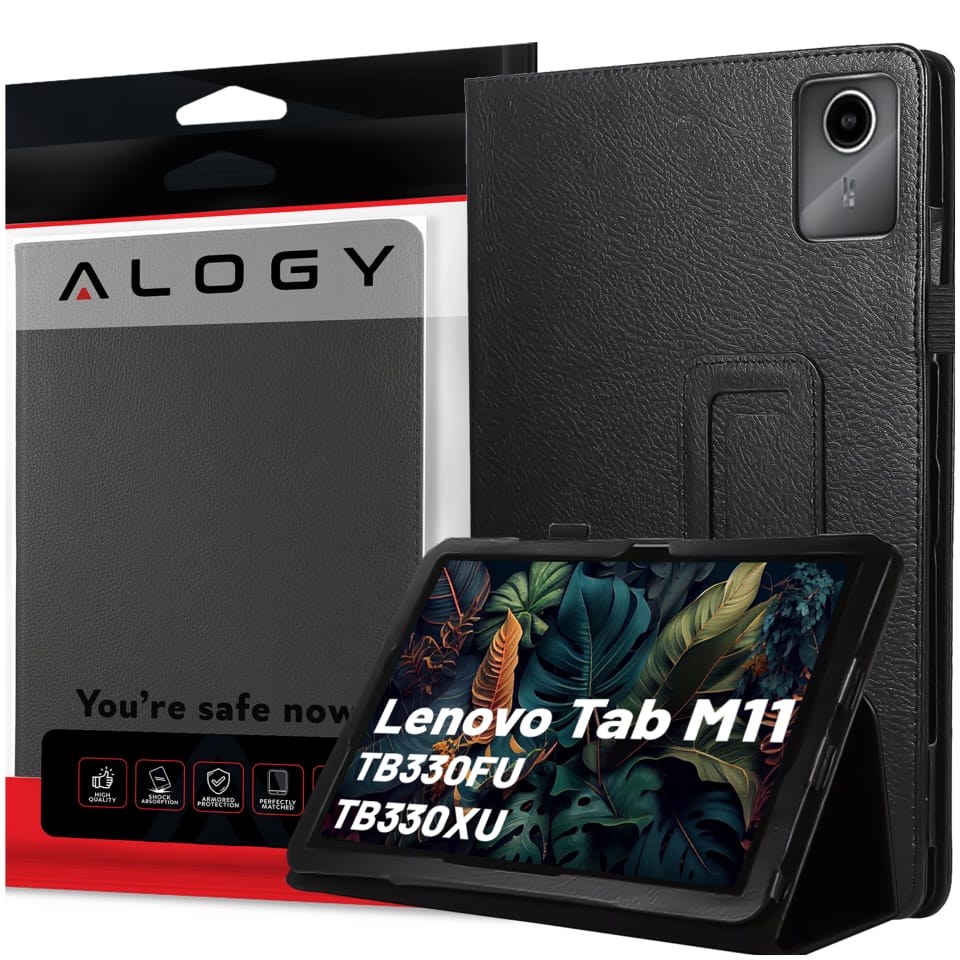 Etui do Lenovo Tab K11 K11E 11” M11 10.95" TB330FU/TB330XU/TB331FC stojak pokrowiec obudowa z klapką na tablet Case Alogy Czarne