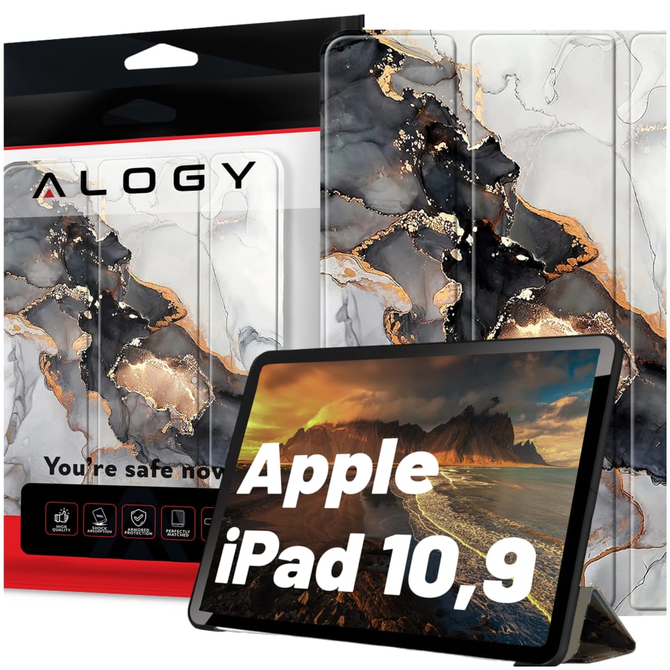 Etui do Apple iPad 10.9 gen 10 2022 obudowa na tablet Alogy Book Case Cloudy Marble Marmur