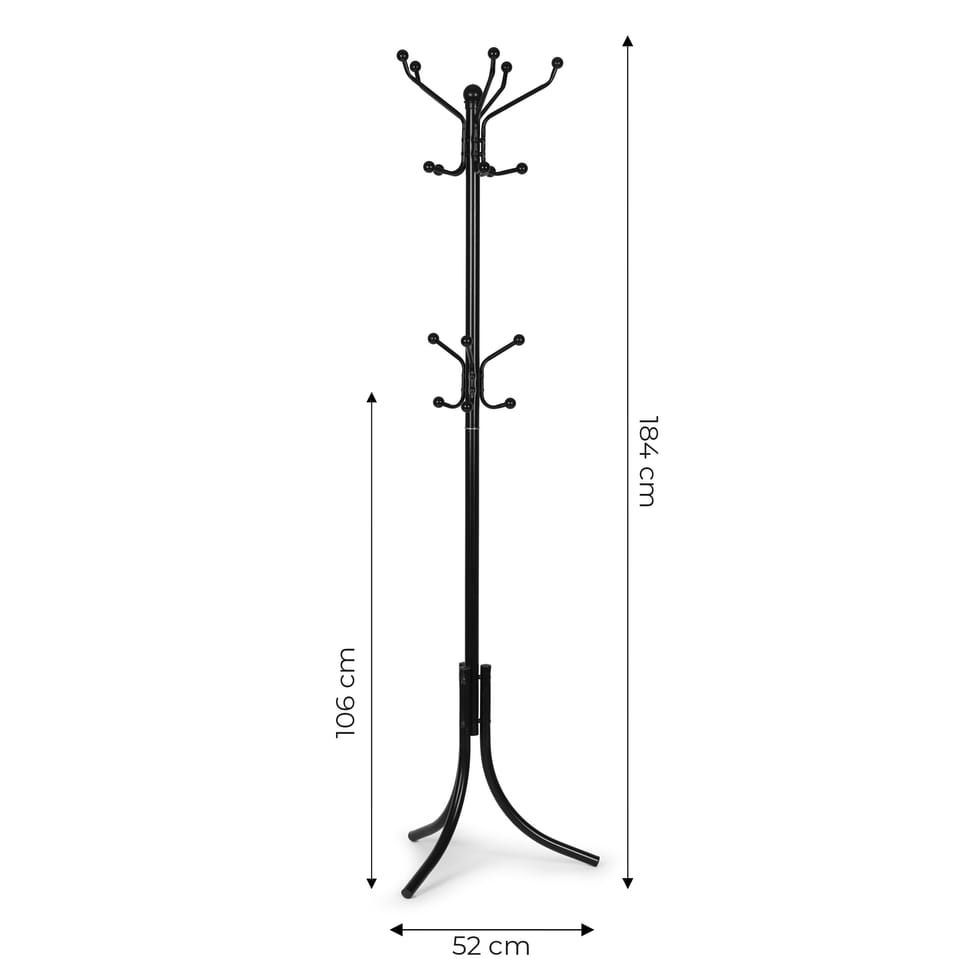 Wieszak na ubrania stojący 16 haczyków metal 184 cm ModernHome