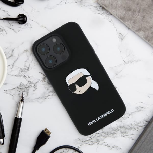 Karl Lagerfeld KLHMP16XSKHPPLK iPhone 16 Pro Max 6.9" czarny/black hardcase Silicone Karl Head Print MagSafe