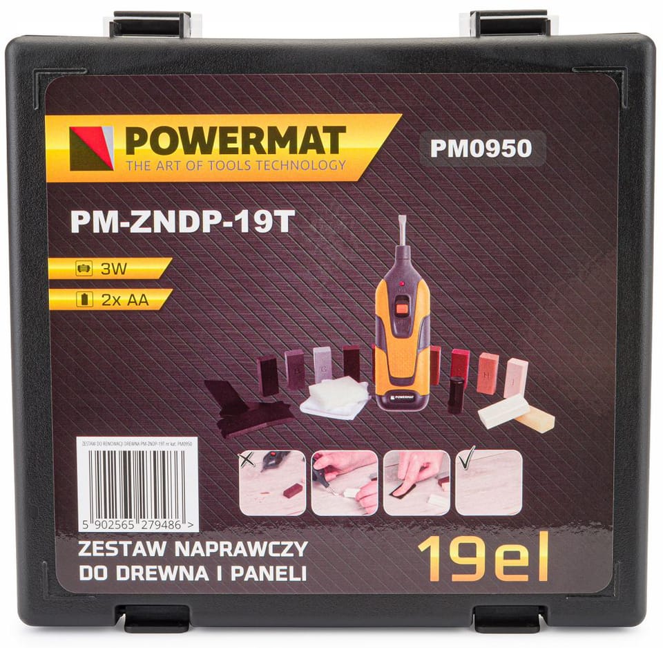 Zestaw do renowacji drewna z woskiem Powermat PM-ZNDP-19T