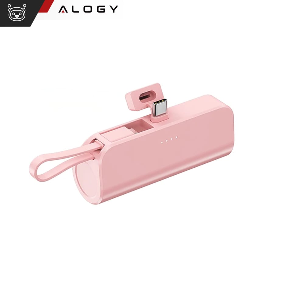 PowerBank 5000mAh Alogy bank energii kieszonkowy mały ładowarka zewnętrzna Power Bank USB-C i lightning Różowy