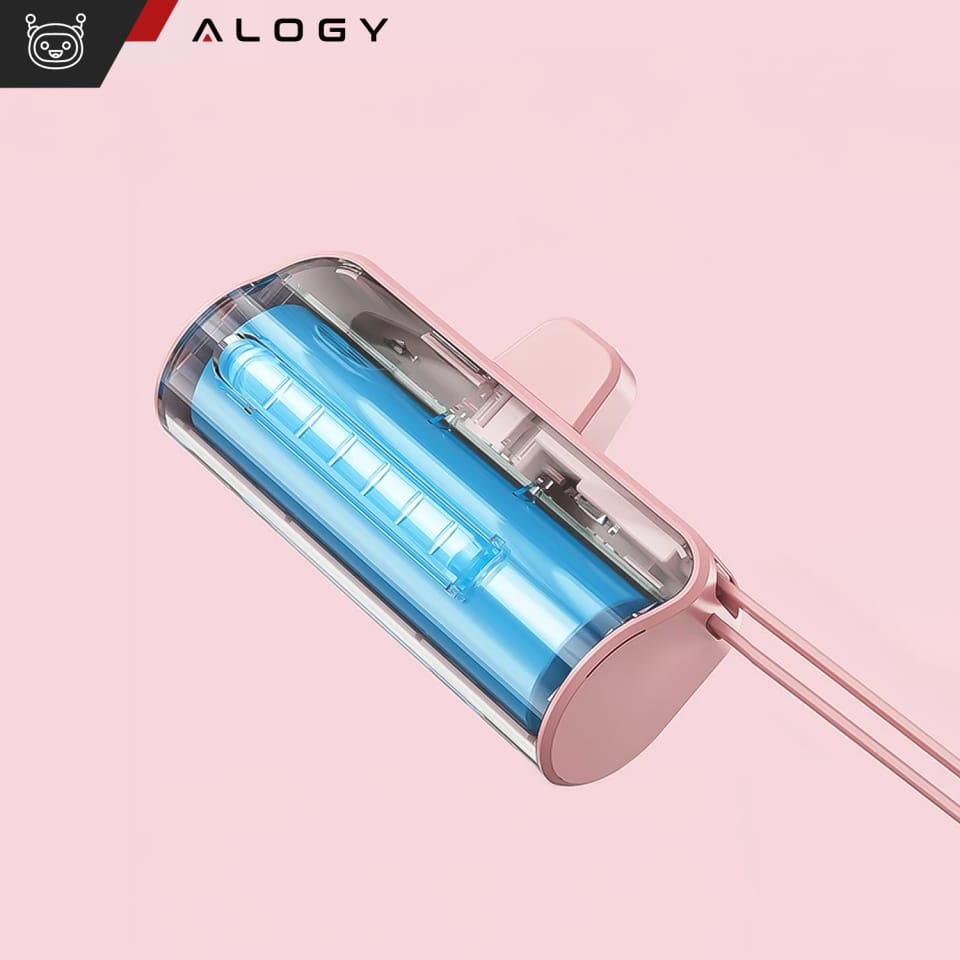 PowerBank 5000mAh Alogy bank energii kieszonkowy mały ładowarka zewnętrzna Power Bank USB-C i lightning Różowy