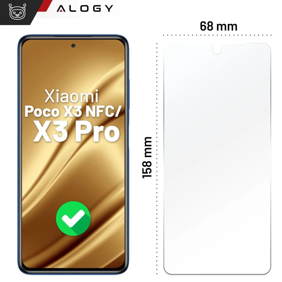 Szkło "NIETŁUKĄCE" hybrydowe do Xiaomi Poco X3 NFC / X3 Pro na ekran hybrydowe Alogy Flexi Glass 9H Case Friendly płaskie na ekran