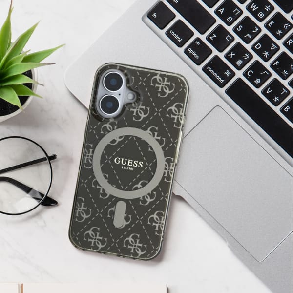 Guess GUHMP16SH4DTEH iPhone 16 6.1" biały/white hardcase IML 4G Background MagSafe