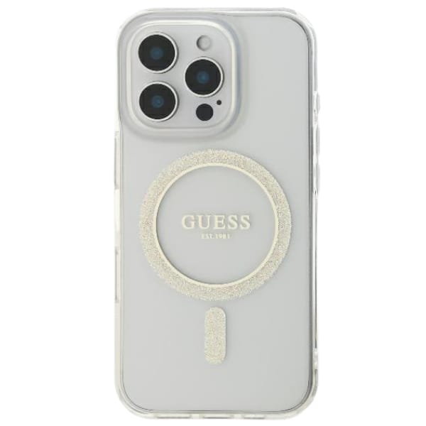 Guess GUHMP16LHFGERET iPhone 16 Pro 6.3" przeźroczysty/transparent hardcase IML Glitter Circle MagSafe