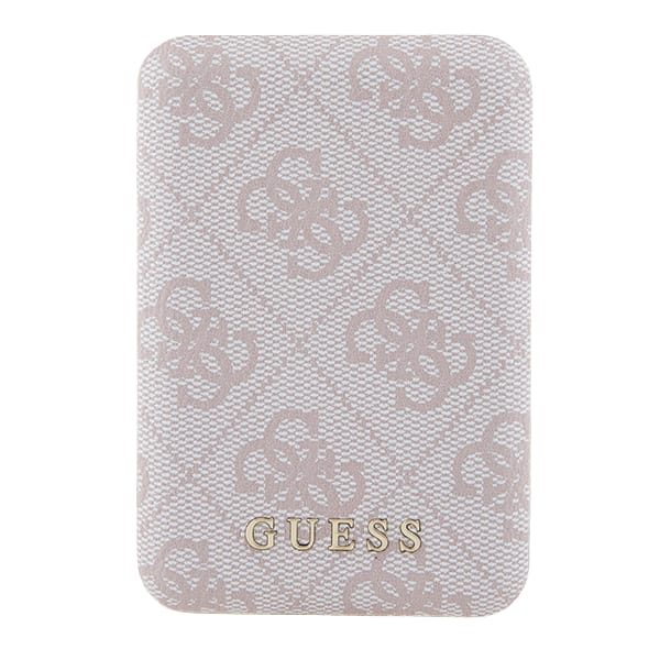 Guess Powerbank indukcyjny 15W GUPB5FP4EMGP 5000mAh różowy/pink 4G Leather Metal Logo MagSafe