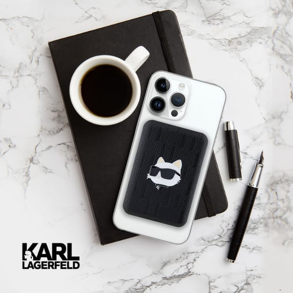 Karl Lagerfeld Powerbank indukcyjny KLPB5FPGKSCHHK 15W 5000mAh czarny/black Choupette Head Pin MagSafe