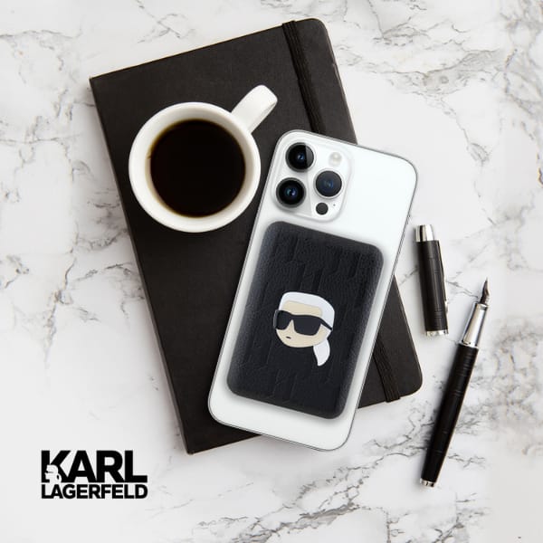 Karl Lagerfeld Powerbank indukcyjny KLPB5FPGKSKIHK 15W 5000mAh czarny/black Karl Head Pin MagSafe