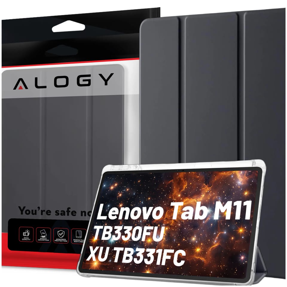 Etui do Lenovo Tab M11 10.95" TB330FU/TB330XU/TB331FC Smart Case Pencil z klapką obudowa Alogy Czarno-przezroczyste