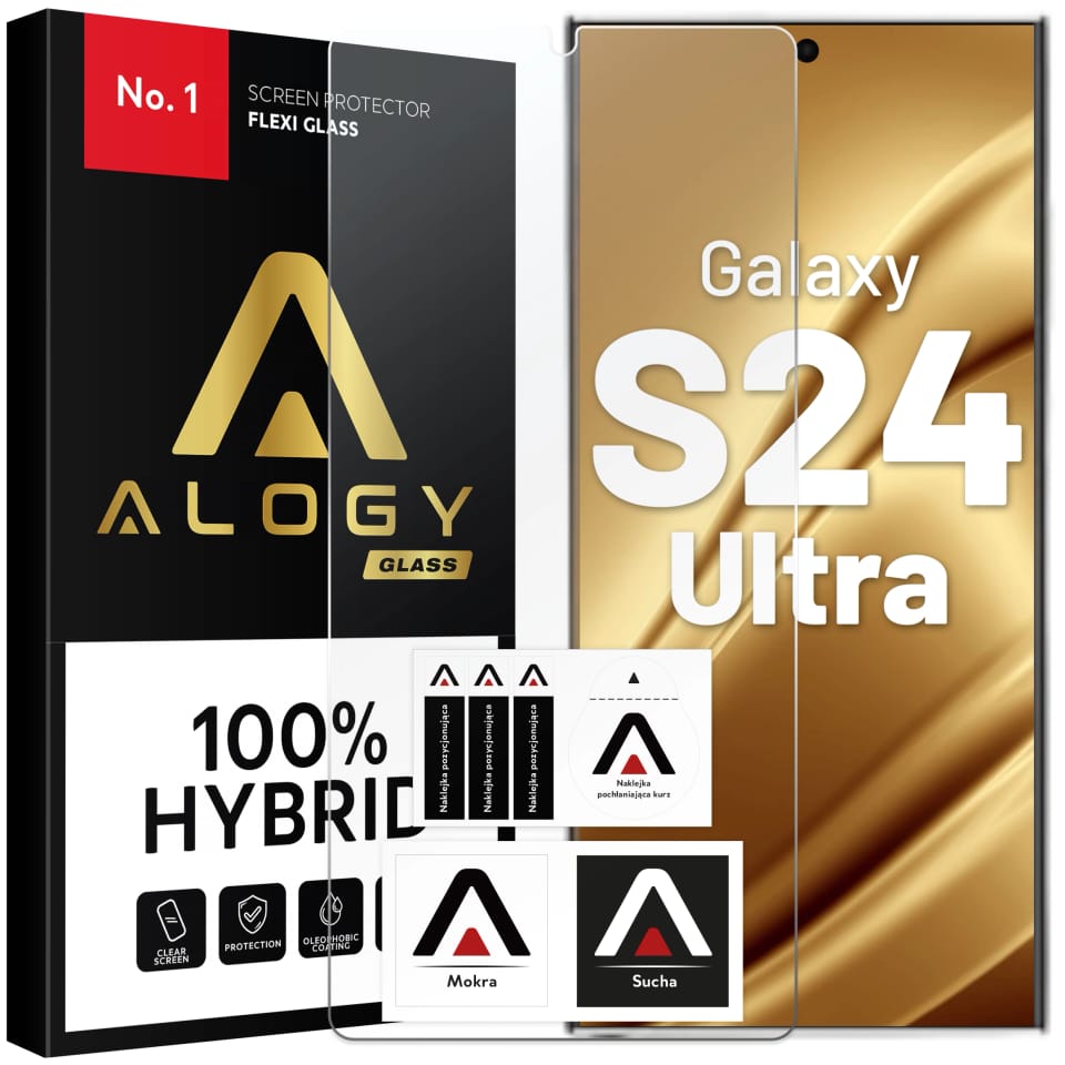 Szkło hybrydowe do Samsung Galaxy S24 Ultra na ekran Alogy Flexi Glass 9H Case Friendly płaskie na ekran