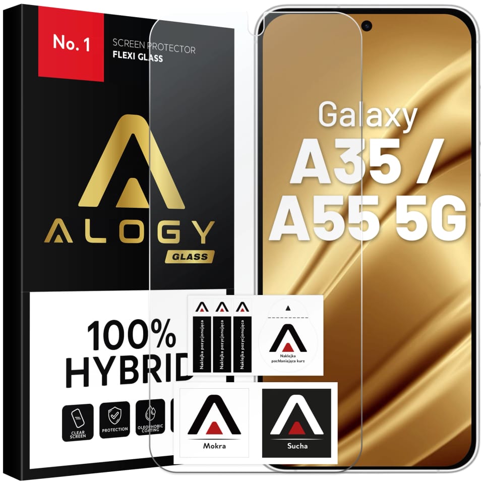 Szkło "NIETŁUKĄCE" do Samsung Galaxy A35 / A55 5G na ekran hybrydowe Alogy Flexi Glass 9H Case Friendly płaskie na ekran