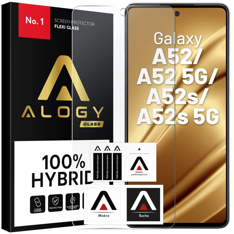 Szkło "NIETŁUKĄCE"do Samsung Galaxy A52 / A52 5G / A52s / A52s 5G na ekran hybrydowe Alogy Flexi Glass 9H Case Friendly płaskie na ekran