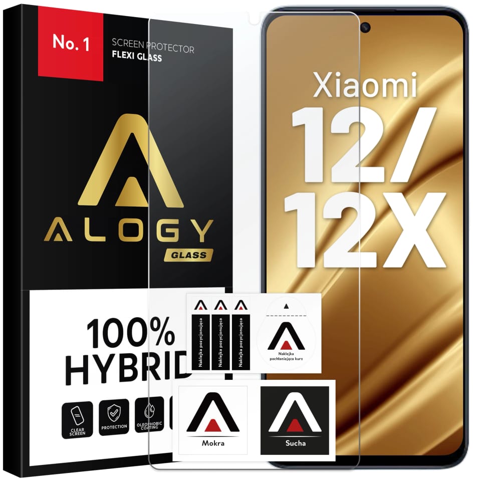 Szkło hybrydowe do Xiaomi 12 / 12X na ekran Alogy Flexi Glass 9H Case Friendly płaskie na ekran