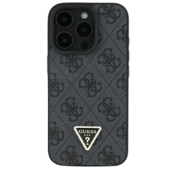 Guess GUHCP16LP4TDPK iPhone 16 Pro 6.3" czarny/black hardcase Leather 4G Triangle Strass