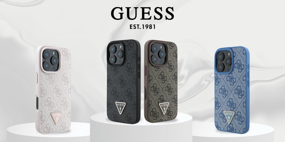 Guess GUHCP16LP4TDPW iPhone 16 Pro6.3" brązowy/brown hardcase Leather 4G Triangle Strass