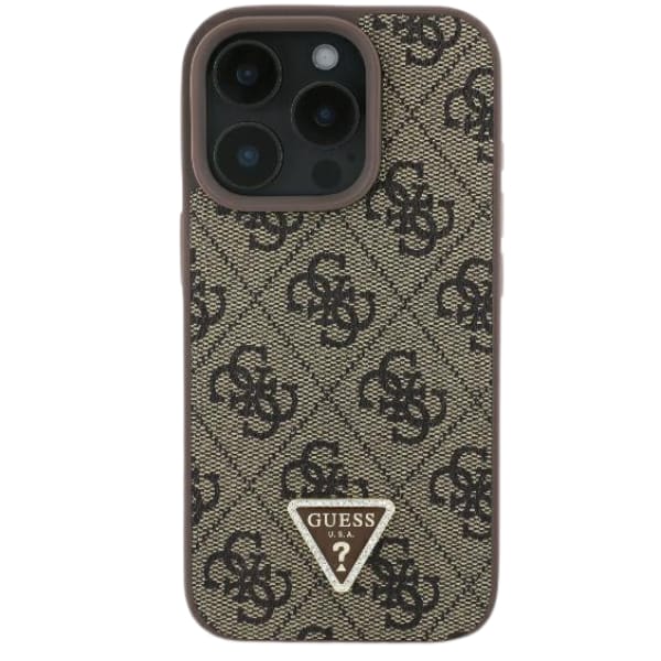 Guess GUHCP16SP4TDSCPW iPhone 16 6.1" brązowy/brown hardcase Leather Metal Logo Strass Crossbody