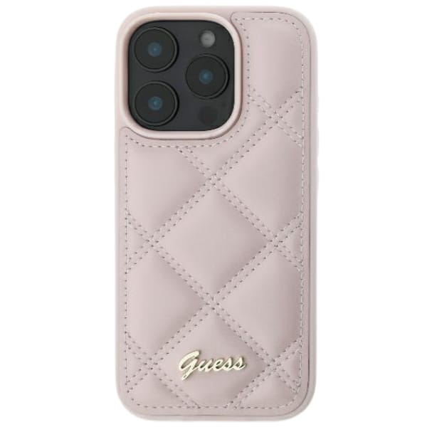 Guess GUHCP16SPSQSQSP iPhone 16 6.1" różówy/pink hardcase Quiled Metal Logo