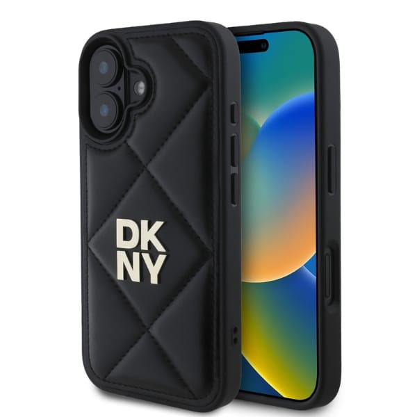 DKNY DKHCP16SPQDSLK iPhone 16 6.1" czarny/black Quilted Stack Logo