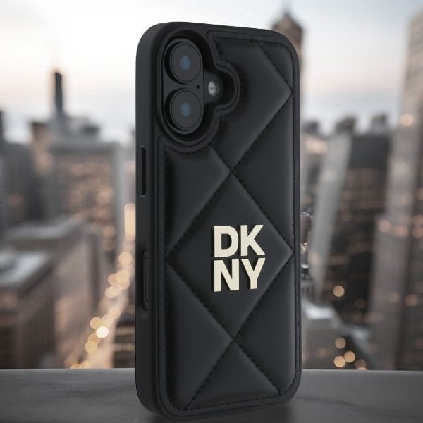 DKNY DKHCP16SPQDSLK iPhone 16 6.1" czarny/black Quilted Stack Logo