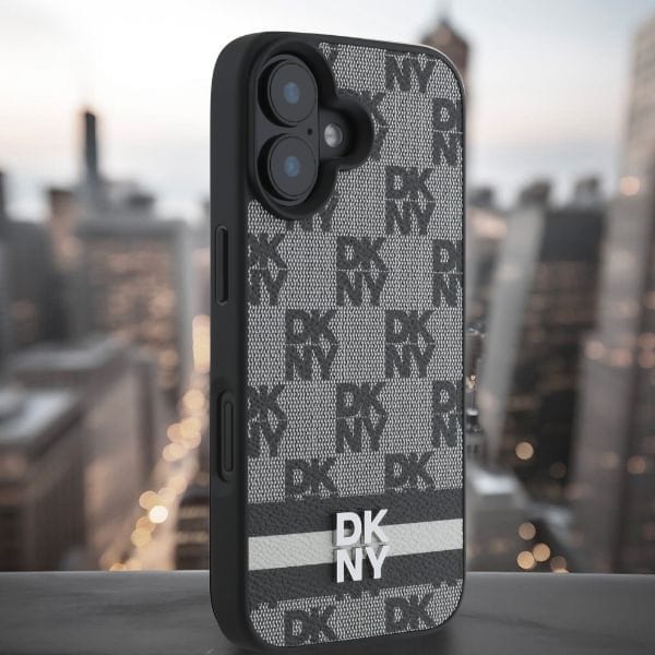 DKNY DKHCP16SPCPTSSK iPhone 16 6.1" 6.1" czarny/black hardcase Checkered Pattern & Printed Stripes