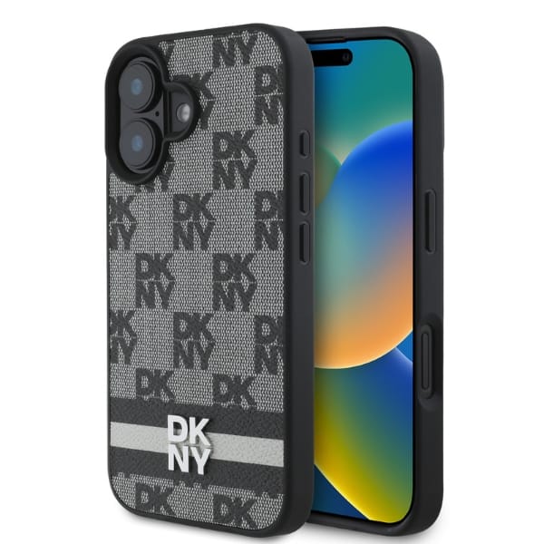 DKNY DKHCP16SPCPTSSK iPhone 16 6.1" 6.1" czarny/black hardcase Checkered Pattern & Printed Stripes