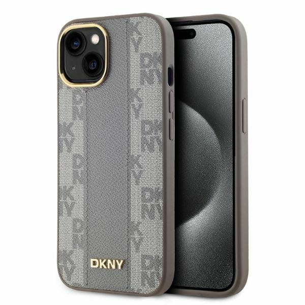 DKNY DKHMP14SPCPVSLE iPhone 14 6.1" beżowy/beige hardcase Leather Checkered Mono Pattern MagSafe