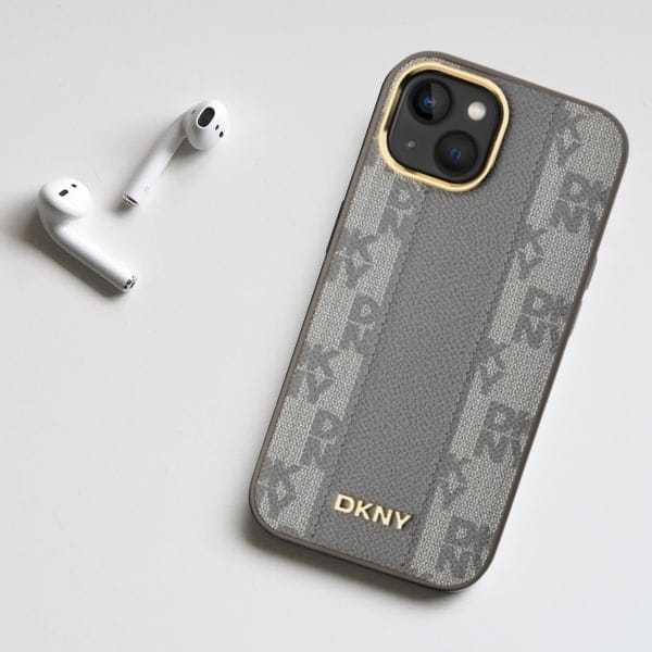 DKNY DKHMP14SPCPVSLE iPhone 14 6.1" beżowy/beige hardcase Leather Checkered Mono Pattern MagSafe