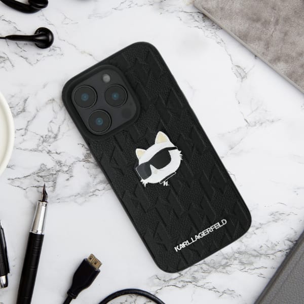 Karl Lagerfeld KLHCP16SPGKLCHPK iPhone16 6.1" czarny/black hardcase Monogram Choupette Head Pin