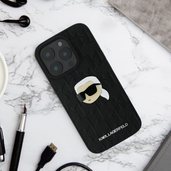 Karl Lagerfeld KLHCP16XPGKLKIPK iPhone 16 Pro Max 6.9" czarny/black hardcase Monogram Karl Head Pin