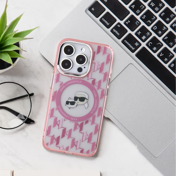 Karl Lagerfeld KLHMP15SHMCKMHU iPhone 15 6.1" fioletowy/purple IML Monogram Karl&Choupette Head MagSafe