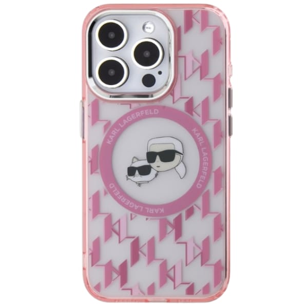 Karl Lagerfeld KLHMP15SHMCKMHP iPhone 15 6.1" różowy/pink IML Monogram Karl&Choupette Head MagSafe