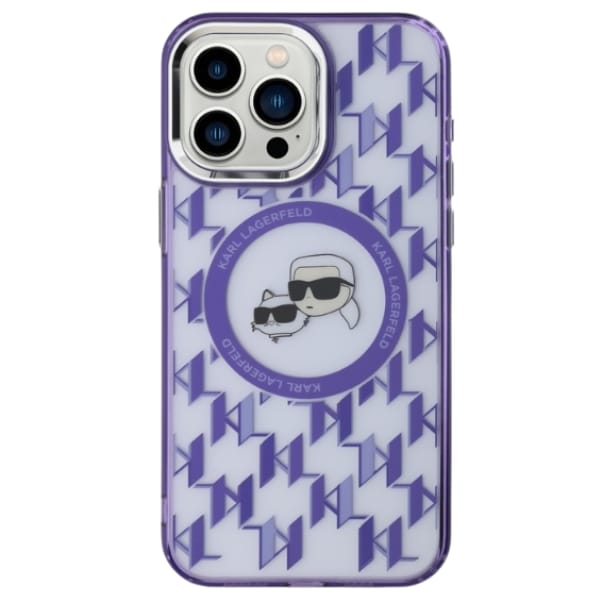 Karl Lagerfeld KLHMP15LHMCKMHU iPhone 15 Pro 6.1" fioletowy/purple IML Monogram Karl&Choupette Head MagSafe