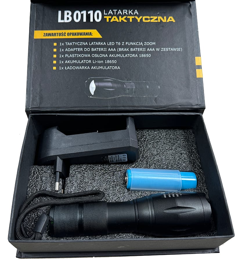 Latarka taktyczna LED T6 1000lm z zoomem Linbox LB0110