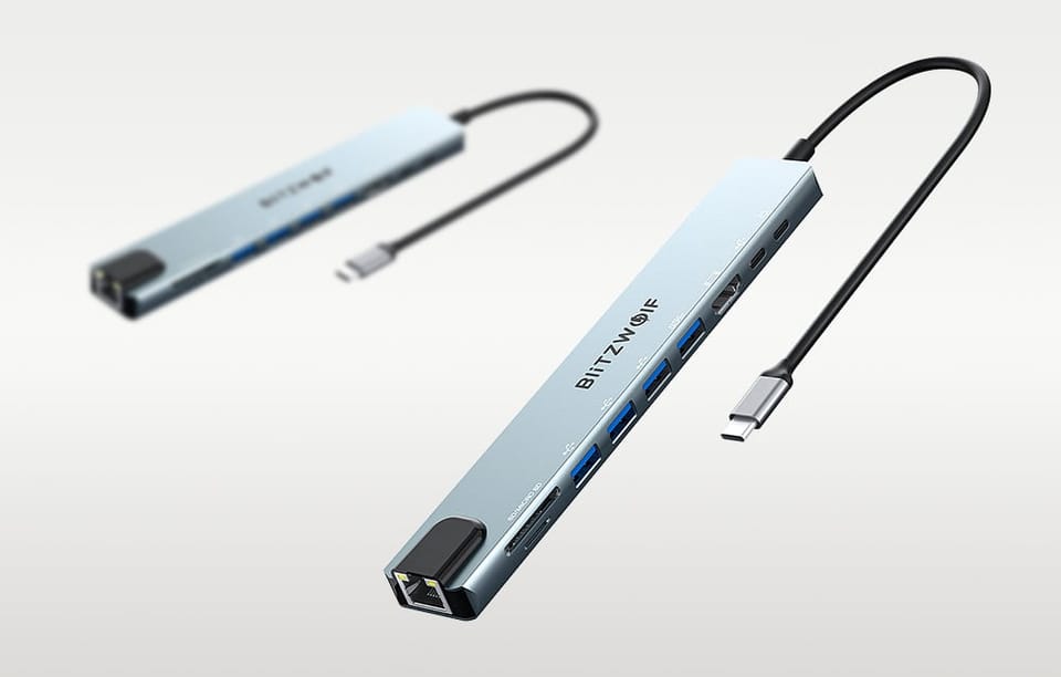 Stacja dokująca Blitzwolf BW-TH5 10w1 USB-C (srebrny)