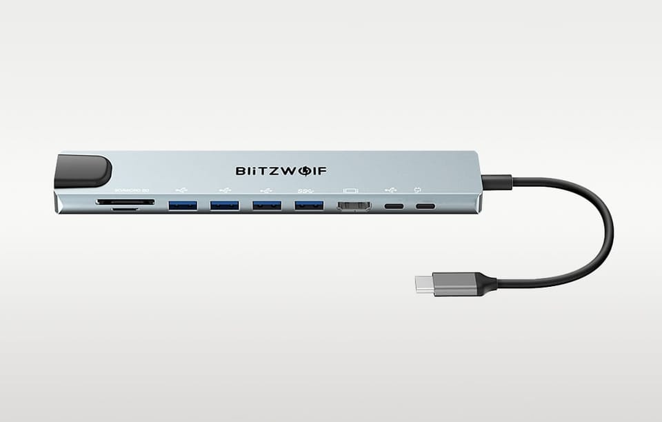 Stacja dokująca Blitzwolf BW-TH5 10w1 USB-C (srebrny)