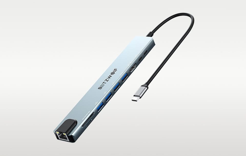 Stacja dokująca Blitzwolf BW-TH5 10w1 USB-C (srebrny)