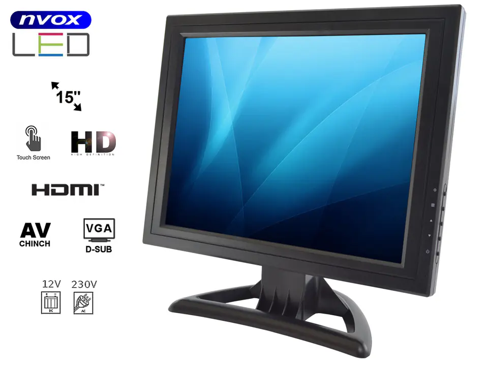 LCD Touch Monitor 15inch inch vga hdmi 12v 230v | Wasserman.eu