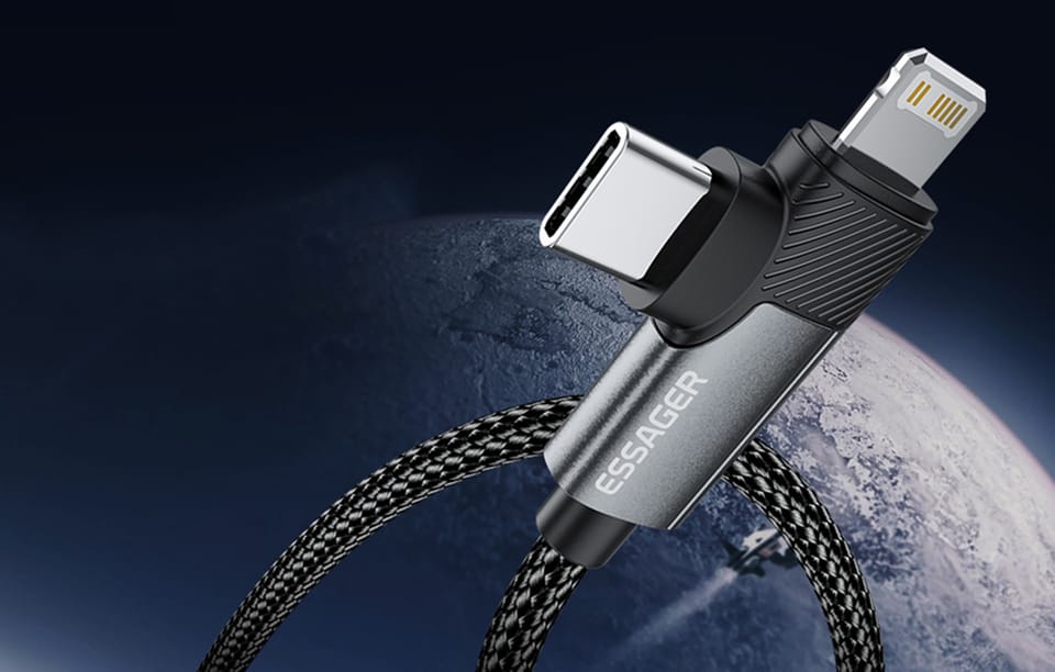 Kabel USB Essager EXCTTL-WL0G-P USB-C do lightning+USB-C 65W 1m (szary)