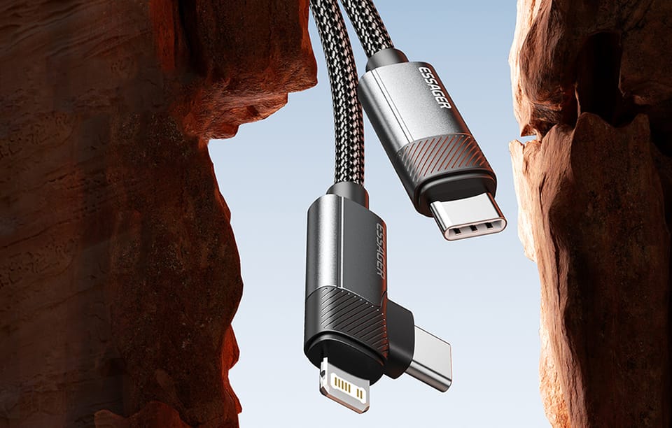 Kabel USB Essager EXCTTL-WL0G-P USB-C do lightning+USB-C 65W 1m (szary)