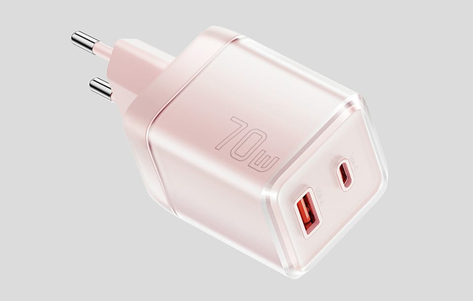 Ładowarka sieciowa Yueqi 70W GaN USB-C + USB-A (różowy)